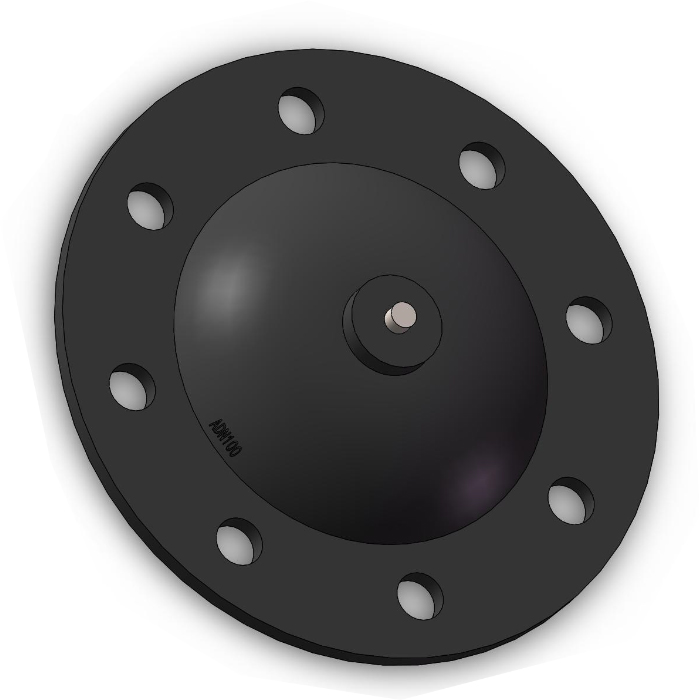 Are there custom rubber diaphragms designed for pulsation dampening or shock absorption in hydraulic systems?